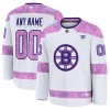 Boston Bruins Fanatics Hockey Fights Cancer Practice Custom 2024-25 Weiss Trikot - Herren
